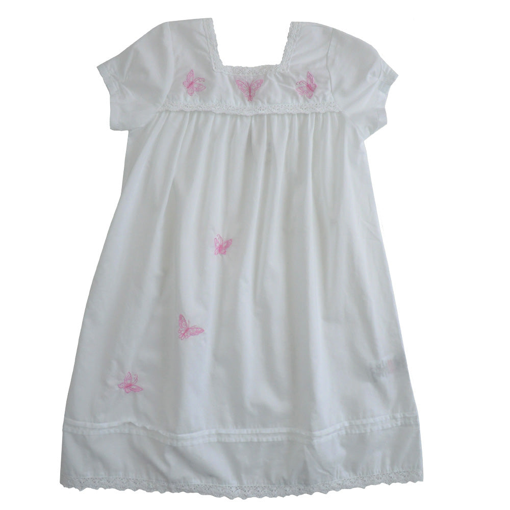 Flora Girls Dress With Butterfly Embroidery