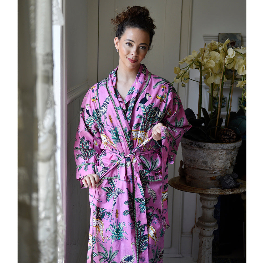Pink Safari Print Dressing Gown