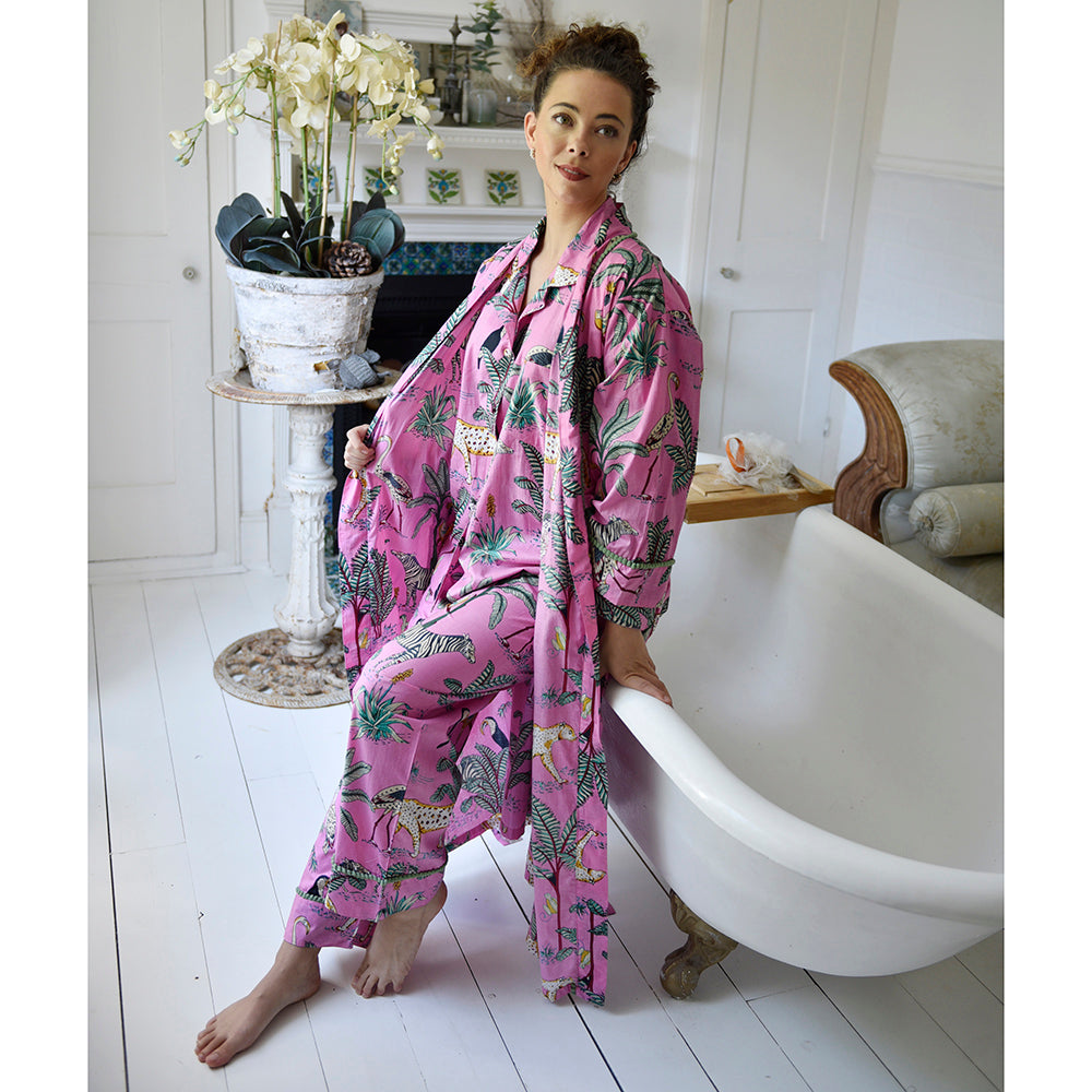 Pink Safari Print Dressing Gown