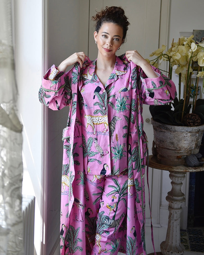 Pink Safari Print Dressing Gown