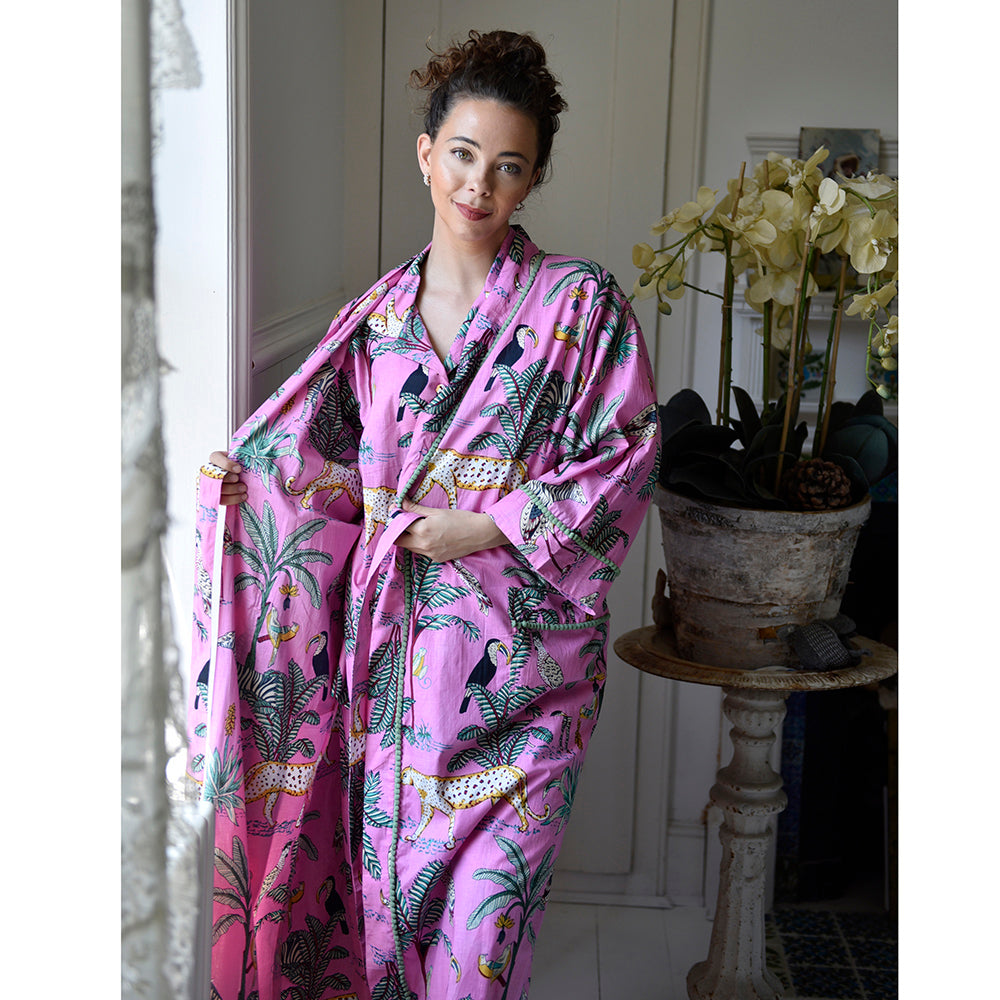 Pink Safari Print Dressing Gown
