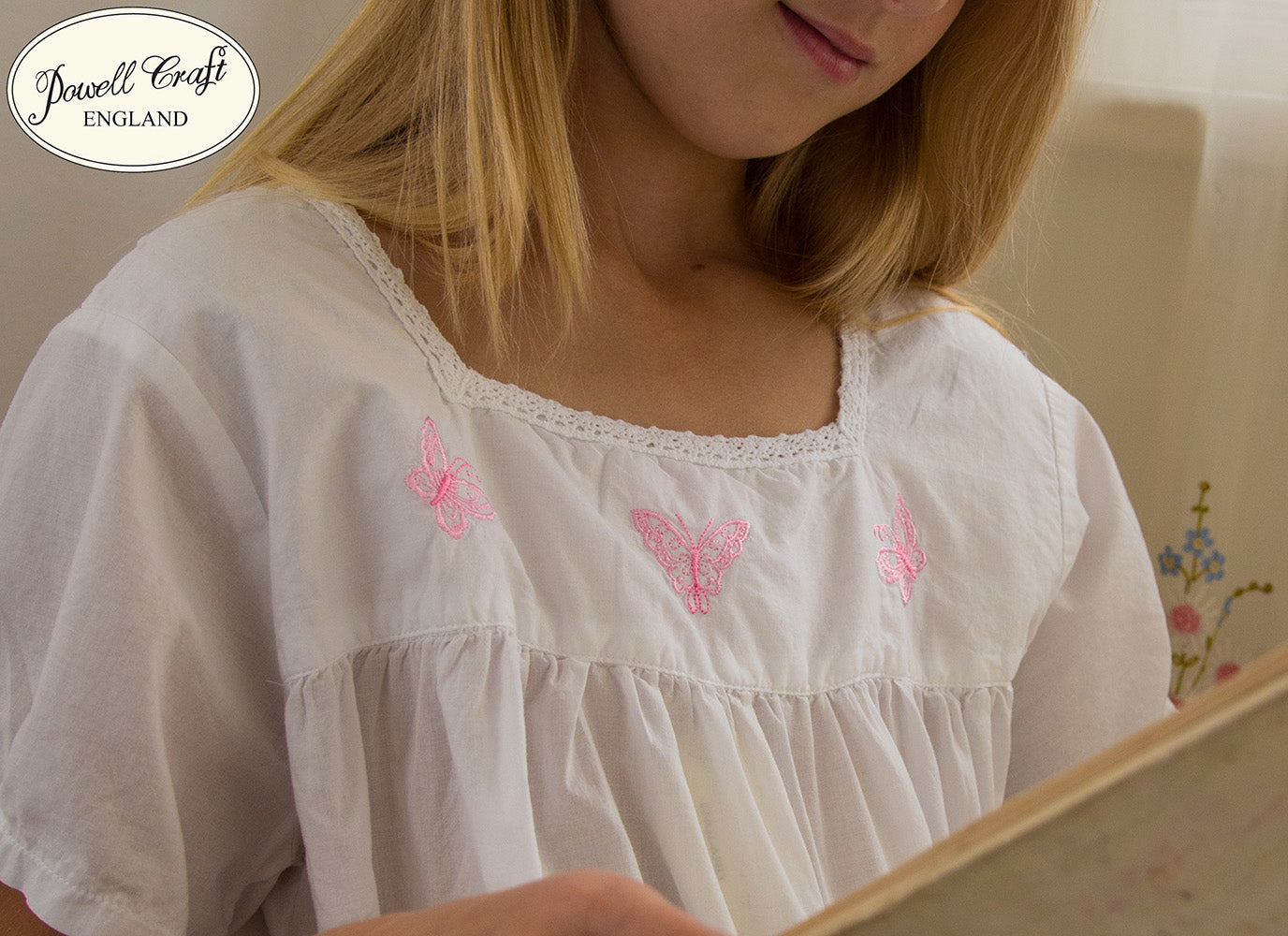 Flora Girls Dress With Butterfly Embroidery