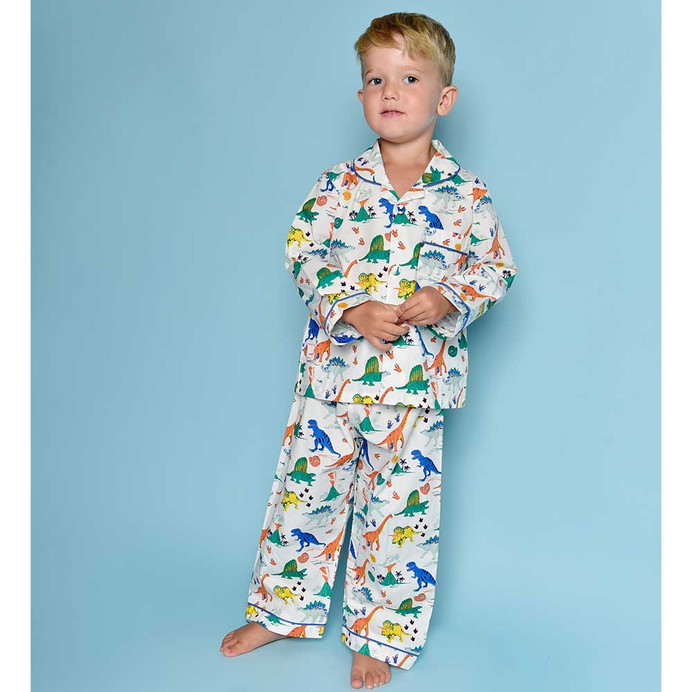 Colourful Dinosaur Print Traditional Pyjamas