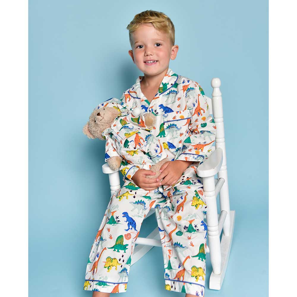 Colourful Dinosaur Print Traditional Pyjamas