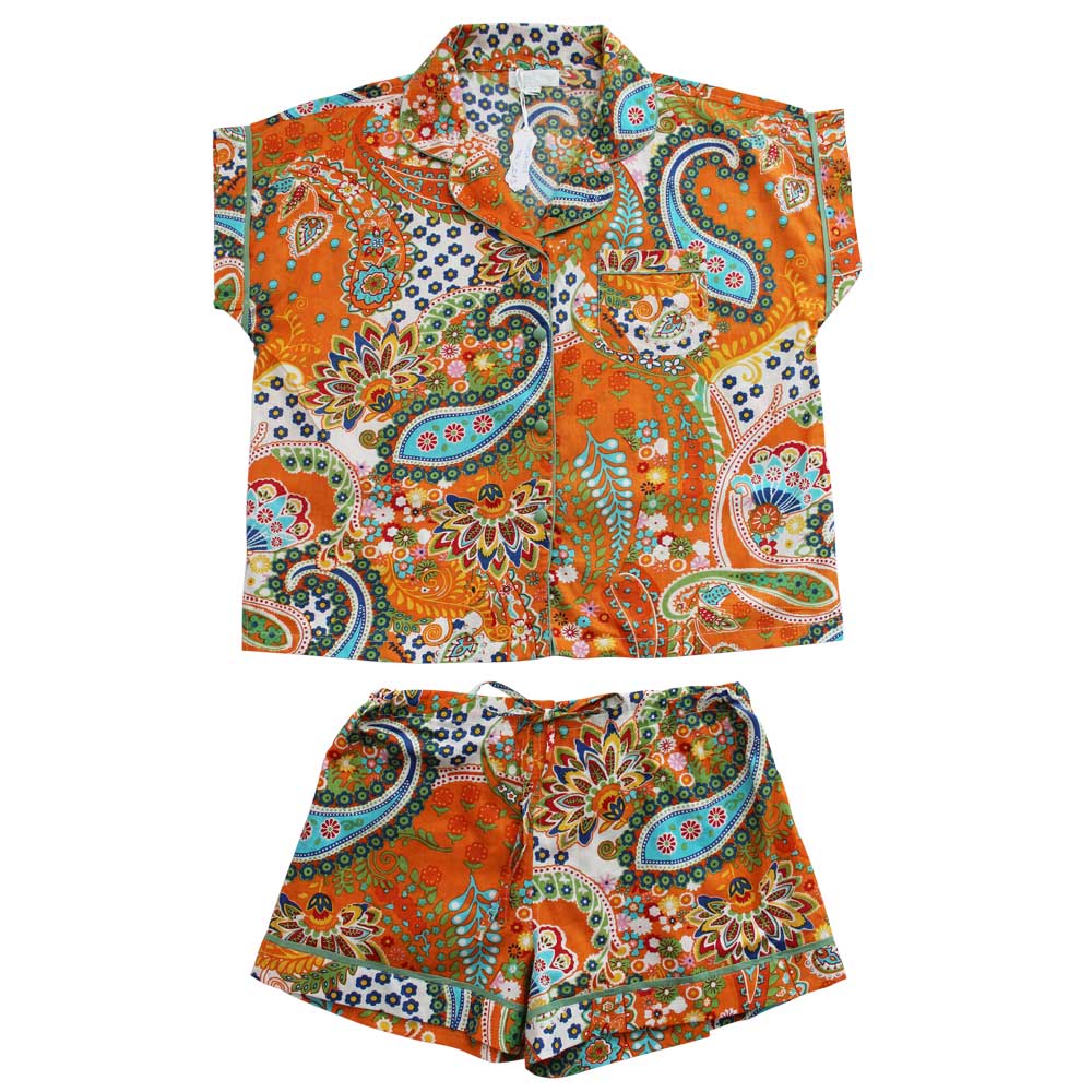 Orange Paisley Short Pyjama Set