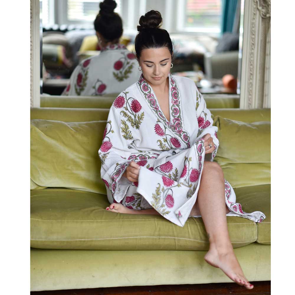 Rose Floral Waffle Dressing Gown