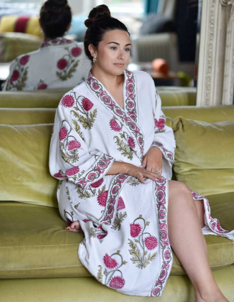 Rose Floral Waffle Dressing Gown