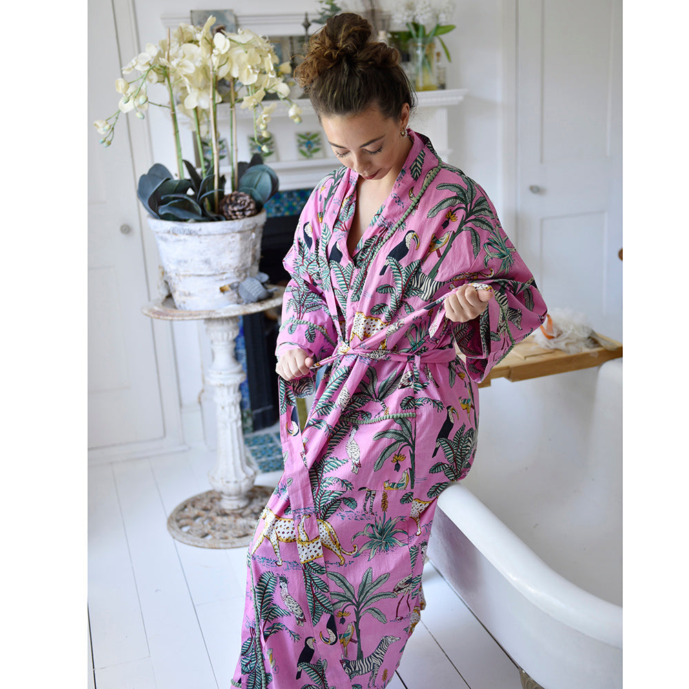 Pink Safari Print Dressing Gown