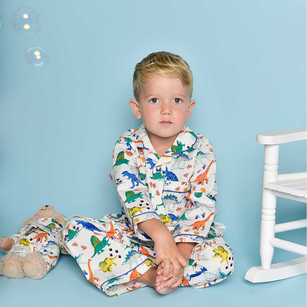 Colourful Dinosaur Print Traditional Pyjamas