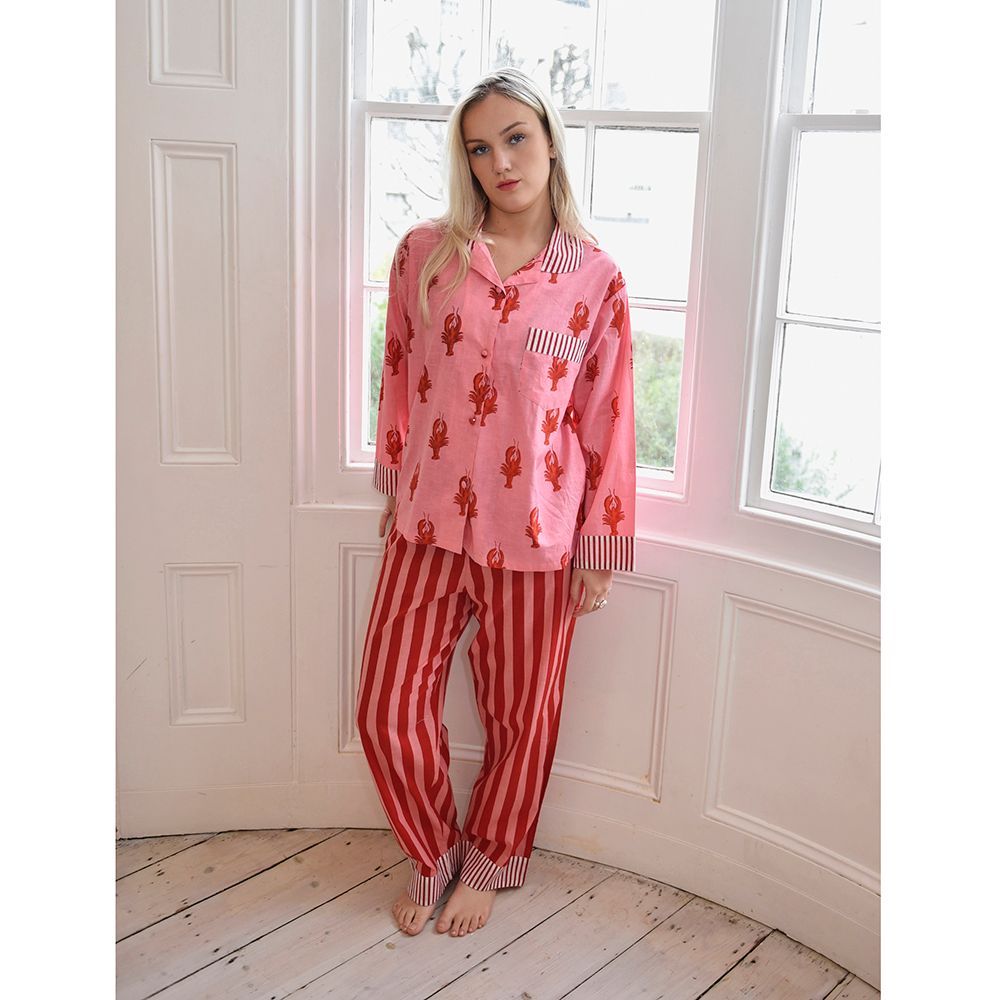 Pink & Red Lobster Print Pyjamas