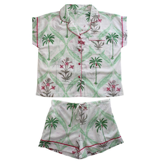 Floral Pink Palms Short Pyjama Set