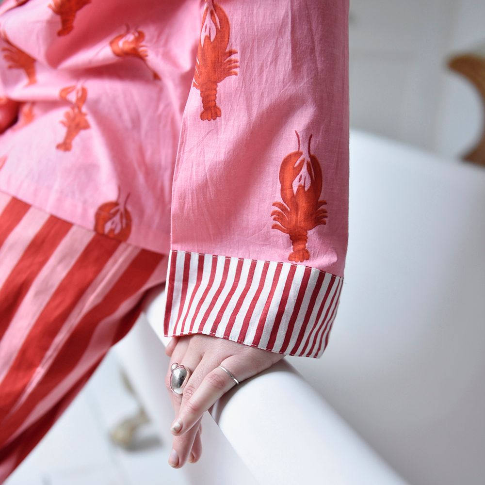 Pink & Red Lobster Print Pyjamas