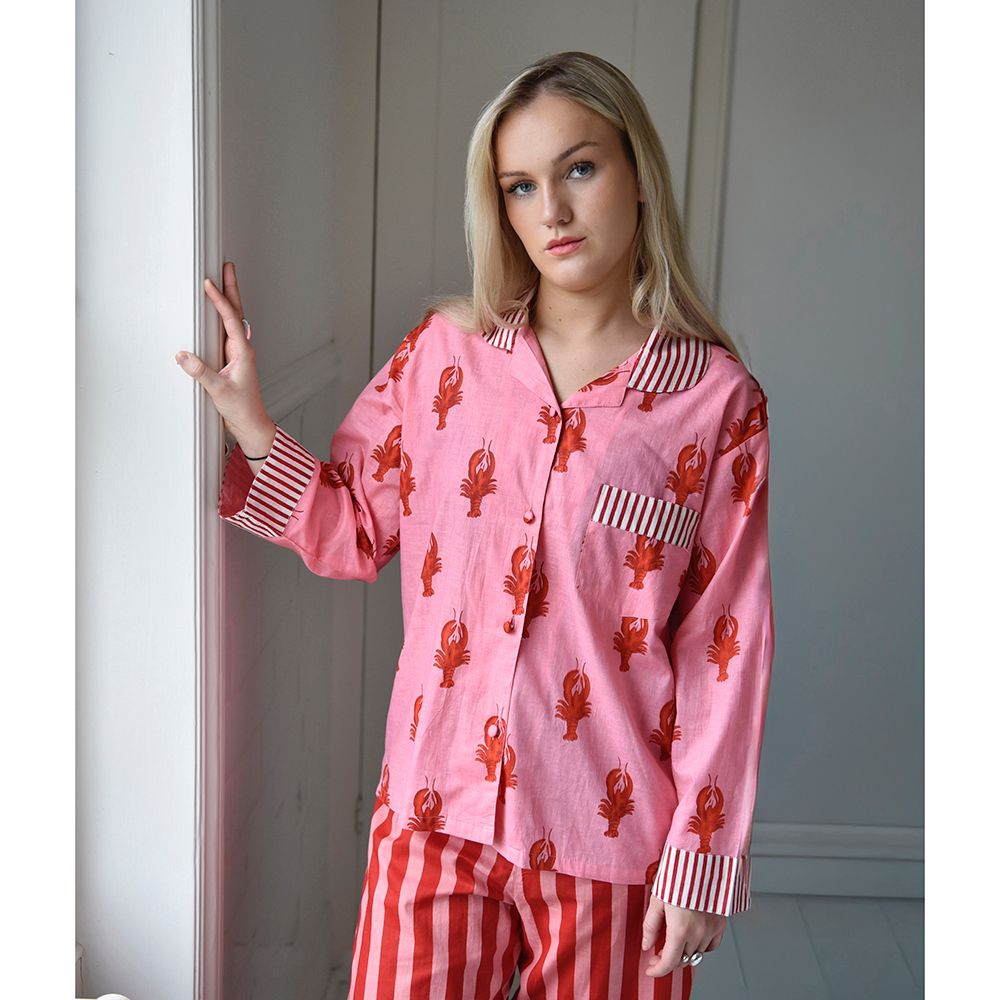 Pink & Red Lobster Print Pyjamas