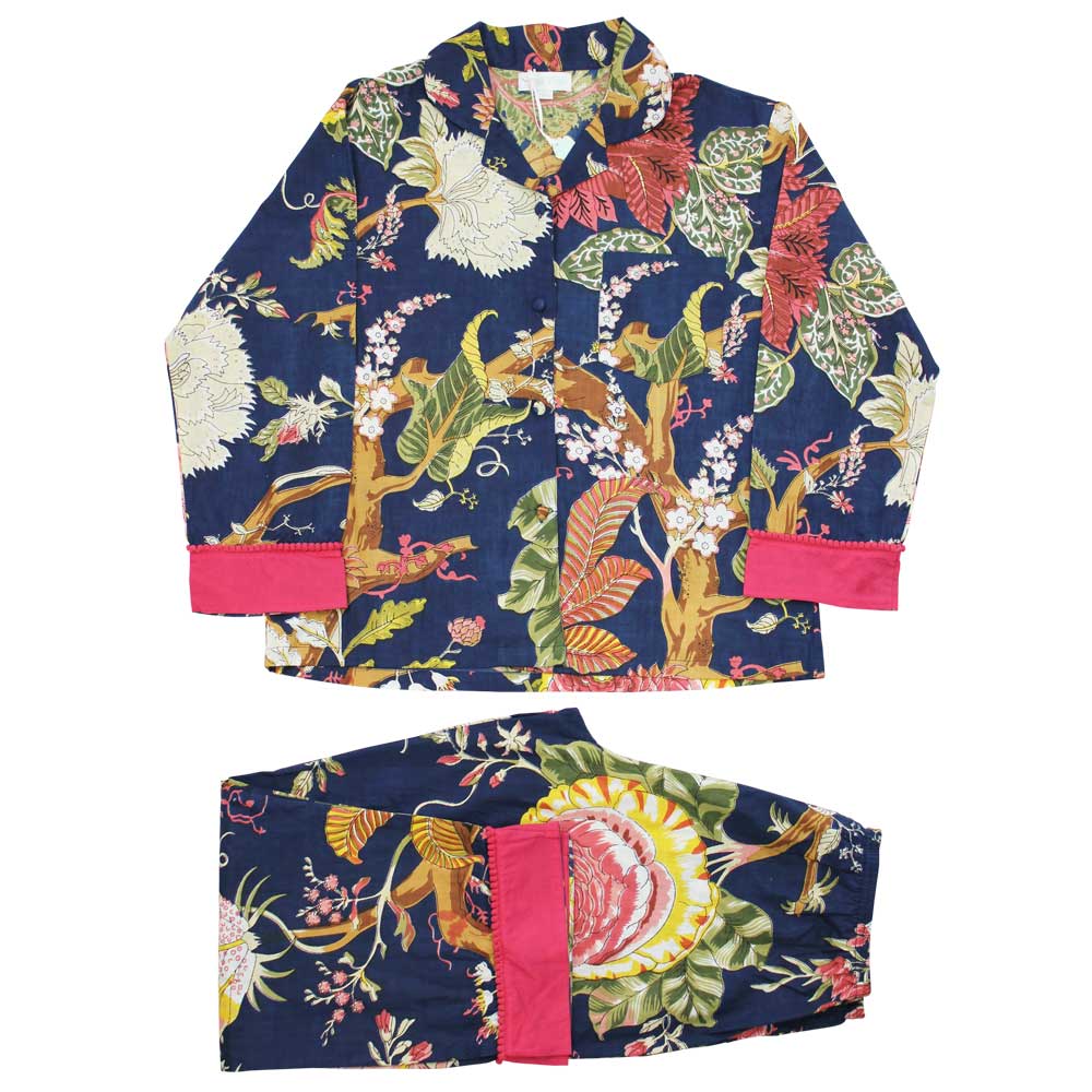 Blue Carnation Print Ladies Pyjamas