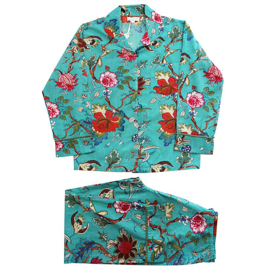 Teal Exotic Print Ladies Pyjamas