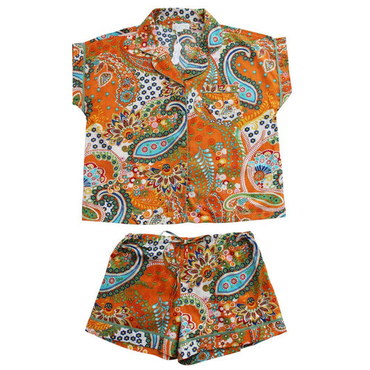 Orange Paisley Short Pyjama Set